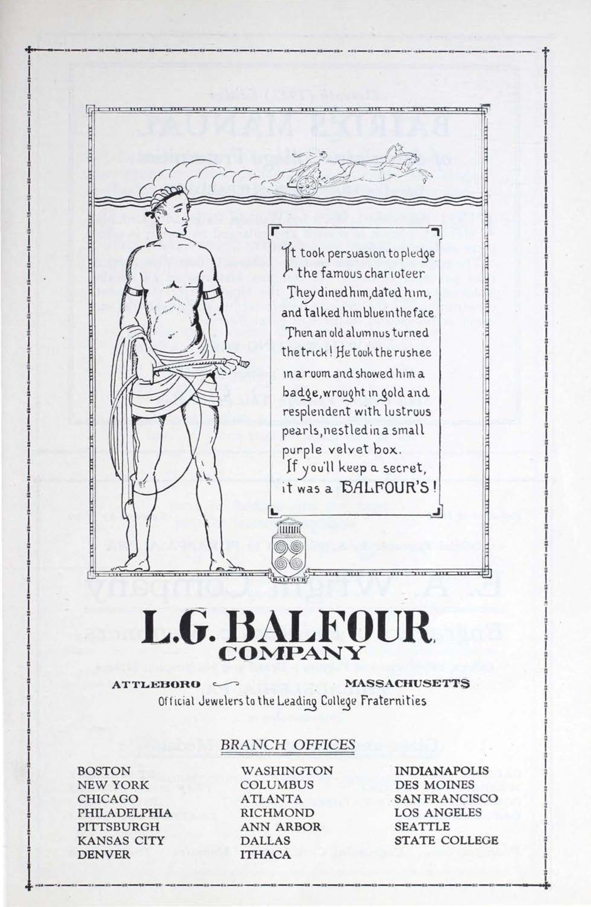L.G. Balfour Company Advertisement, October 1928
